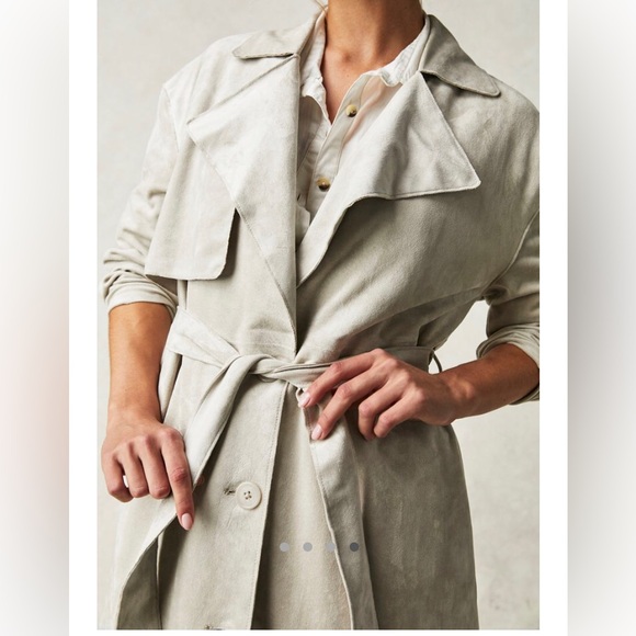 Free People x Blank NYC Vegan Suede Trench Iced Chai - Picture 4 of 4